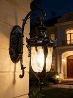 Lampes murales d'extérieur en aluminium et verre noir sable, éclairage mural de jardin, luminaires extérieurs, éclairage mural extérieur 263182