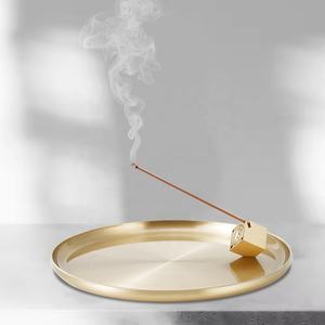 Ensemble de brûleur à encens en laiton et acier inoxydable CHENLANG, design de police graphique, récupérateur de cendres, minimalisme moderne, aromathérapie, méditation, parfum - Product Image 1