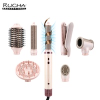 RUCHA Brosse Sèche-Cheveux Professionnelle Personnalisée Tout-en-un Moteur Sans Balais Brosse à Air Chaud 7-en-1 Multi-Styler Capillaire