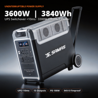 Station d'alimentation portable UPS 3600W, générateur de batterie LiFePO4 3840Wh, sortie AC 110V, charge rapide en 3 heures pour la sauvegarde d'urgence à domicile