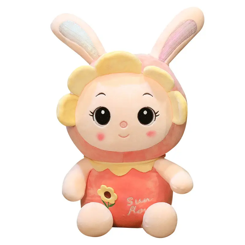 Süße Kaninchenpuppe Plüsch-Spielzeug Sonnenblumenpuppe niedliche Puppe Wurfkissen zum Beruhigen von Mädchen Geburtstagsgeschenk Geschenk