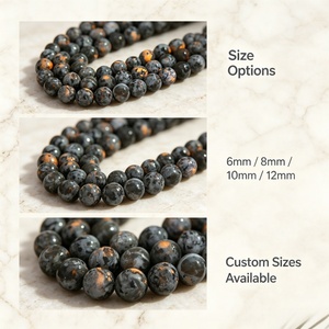 Perles en pierre <span class=keywords><strong>de</strong></span> lave naturelle, rondes, noires, en roche volcanique, perles en vrac <span class=keywords><strong>de</strong></span> 6 mm et 8 mm, perles <span class=keywords><strong>de</strong></span> pierres précieuses pour la fabrication <span class=keywords><strong>de</strong></span> bijoux DIY, bracelets, vente en gros - Product Image 3