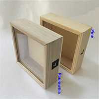 Boîte à souvenirs en bois massif de pin naturel coulissante en verre pour emballage cadeau Boîte à souvenirs en bois avec couvercle en acrylique transparent