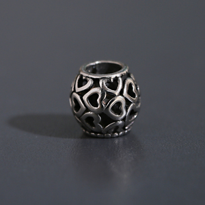 <strong>Black</strong> Big Hole Large Size Hollow Heart Engraved Gunmetal Charms Stainless Steel Spacer <strong>Beads</strong> for Jewelry Making Douvei Brand - Product Image 5