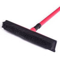 Balai à poils d'animaux pour tapis, balai en caoutchouc avec raclette intégrée, manche long flexible, brosse de nettoyage