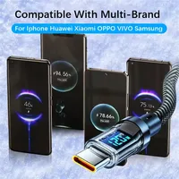 Câble de charge super rapide 120W avec affichage numérique en temps réel, câble de données tressé Type C pour téléphones iPhone et Android, universel