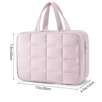Bolsa de cosméticos de nailon acolchada duradera y ecológica, elegante patrón geométrico para artículos de tocador, bolsa de joyería, bolsa con cierre de cremallera