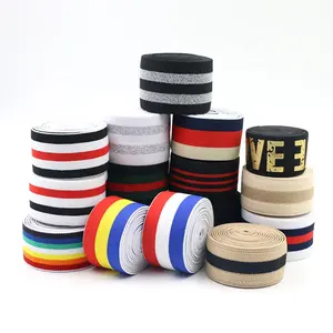 Chất Lượng Tốt Nhất Hotsell Polyester Jacquard Đàn Hồi Webbing Dây Đeo Sọc Ribbon Cho Quần Áo