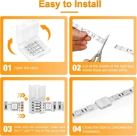Connecteur sans soudure pour bande LED 2, 3, 4, 5, 6 broches, 8mm, 10mm, 12mm
