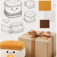 Peluche Super Douce en Forme de Biscuit Sandwich Mignon, Coussin de Dessin Animé IA, Poupée Rembourrée en Coton PP, Cadeau OEM ODM pour Enfants et Fans, Idéal pour les Fêtes