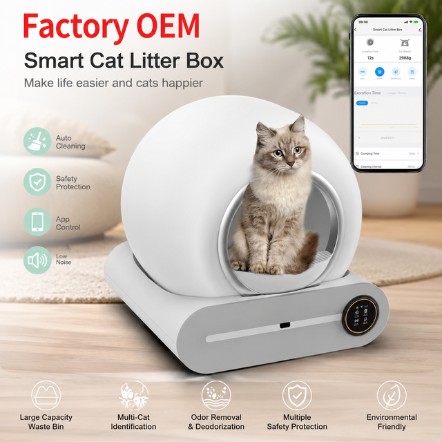 65L Odor Removal Electric Toilet Self Cleaning Smart Automatic cat Litter Box with APP WiFi Control Infrared Gravity Sensor
