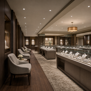 Vitrines de présentation de bijoux en verre sur mesure de luxe, éclairées par LED, pour solution d'aménagement intérieur de magasin de bijouterie haut de gamme - Product Image 4