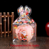 Boîtes en plastique PET transparentes décoratives mignonnes de style dessin animé pour Noël 2023, boîte à pommes de Noël, emballage de fruits, boîte cadeau transparente pliable