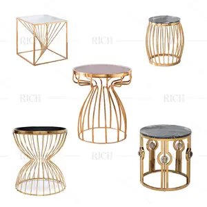 Modern Stainless Steel Gold Marble Coffee Table Side Table With Titanium Plating