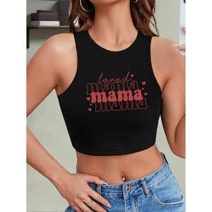 Vêtements élégants pour femmes personnalisables LAVED MAMA MAMA MAMA, haut sans manches à motifs imprimés tendance. Nouvelle coupe ajustée - Product Image 1