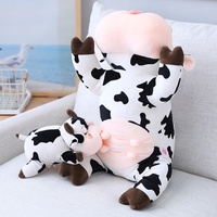 Peluche vache mignonne de 30 cm, adorable jouet en peluche de vache laitière réaliste, coussin de sieste doux, cadeau d'anniversaire pour enfant et bébé