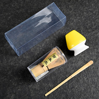 Ensemble de fouets à thé en céramique trois pièces avec support et brosse pour matcha - Accessoires de préparation du thé de style japonais