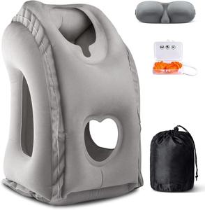 Wholesale 50cm Premium Flocked PVC <b>Inflatable</b> Neck Pillow Portable Travel Pillow for Airplanes <b>Cars</b> Buses Trains Napping - Product Image 1