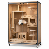 Villa panoramique extra-large pour chat, personnalisée, en verre et acier carbone, cage de luxe imperméable en bois multicouche