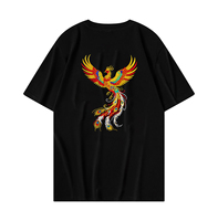 T-shirt en coton épais de luxe DUYI, style chinois, imprimé Phénix, unisexe, coupe oversize, respirant, épaules tombantes, dos large