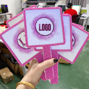 Nhãn Hiệu Riêng Logo Của Bạn Duy Nhất Bên Nhựa Nhỏ Cầm Tay Vuông Trái Tim OEM Mỹ Phẩm Trang Điểm Bling Tay Gương Cho Phụ Nữ - Product Image 3