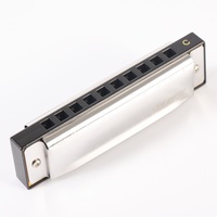 EASTTOP T10-3 10-Hole Silver Brass Blues Harmonica Diatonic Musical Instrument for Beginners