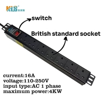 KLS Prises électriques PDU UK 19 \ "1U de haute qualité Commutateurs Prises universelles personnalisées à 6 voies Équipement de distribution d'énergie