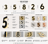 Numéros de maison rétroéclairés par LED personnalisés, en acier inoxydable, panneau d'adresse lumineux, étanche, panneau de numéro de porte extérieur