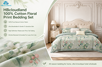 Ropa de Cama Cloudland con Certificación OEKO-TEX, Auditada por BSCI, 300 Hilos, Estampado Vegetal, Alta Densidad, Transpirable, Ecológica, Premium, 100% Algodón