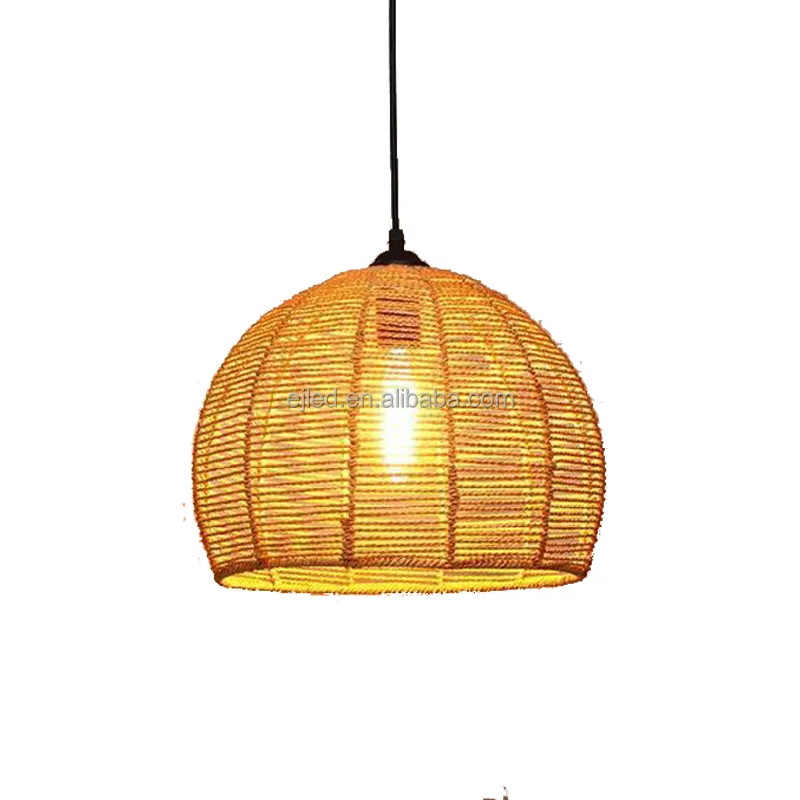 Country Hemp Rope Style Pendant Light Cover Shade Industrial Chandelier Island Light Ceiling Lamp Shade for Restaurant RP00148