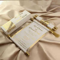 Cartes d'Invitation de Mariage Nicro en Parchemin Roulé, Faible MOQ, Conception Gratuite, Style Royal, Estampage à Chaud Or, Boîte Unique avec Gland