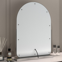 Grand miroir de maquillage LED rechargeable pour bureau avec cadre en métal argenté, style influenceur Instagram pour coiffeuse