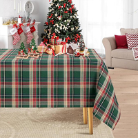 Nappe de Noël simple tissée, motif écossais rouge et noir, réutilisable, carrée, pour fêtes de fin d'année, décoration de table de salle à manger style ferme