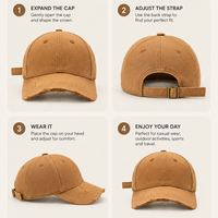 Casquette de baseball en coton délavé vintage avec logo brodé personnalisé, 6 panneaux, visière déchirée, pour la vente en gros
