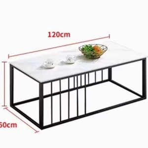 Venta Directa de Fábrica, Muebles para Sala de Estar, Mesa de Centro Económica de Pizarra con Estructura de Hierro, Patas Metálicas, Mesa para Café/Té - Product Image 5