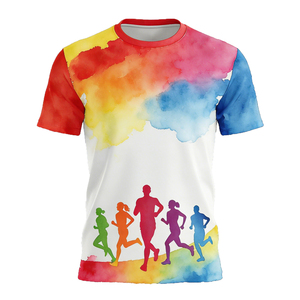 Camiseta personalizada de manga corta para correr maratón, de secado rápido, con cuello redondo, F00 - Product Image 6