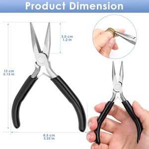 Obexa Stainless Steel Chain & Flat Nose Pliers Ergonomic Grip Black Finish Jewelry Making <b>Wire</b> Wrapping Professional <b>Craft</b> Tools - Product Image 3