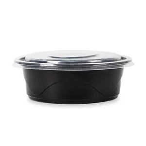 Recipiente De Alimento De Prep De Refeição Segura Congelador Reutilizável Redondo Lancheira De Plástico Microwavable Com Tampa