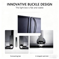 Boîte lumineuse publicitaire magnétique LED 12V durable, personnalisable en rectangle/ovale/vertical, avec cadre en alliage d'aluminium, pour mur/plafond
