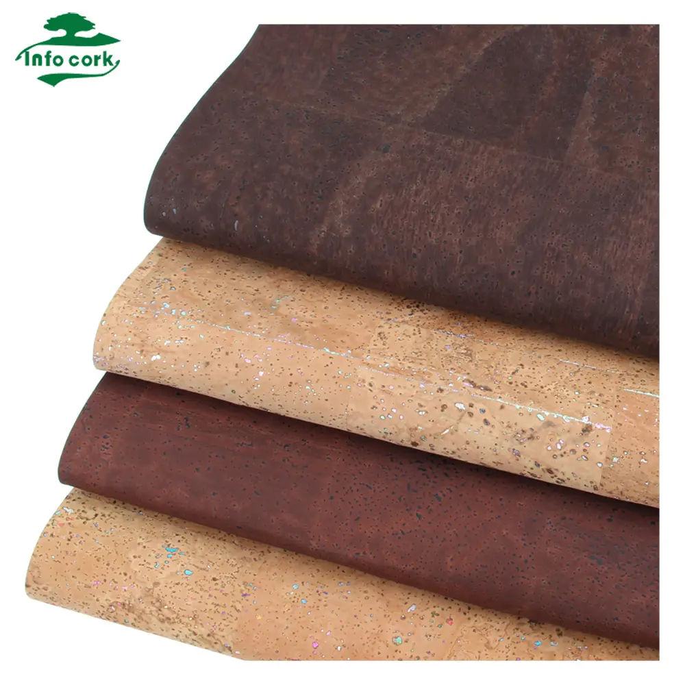 Bread pattern 0.8mm 0.9mm 1mm Dark brown coffee vegan cork fabric leather for making cork handbags and wallets