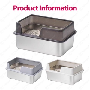 OEM ODM Stock suffisant Bac à litière pour chat semi-fermé surdimensionné en acier inoxydable avec clôture haute - Product Image 2