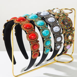 Serre-tête baroque pour femme, bord large avec pierres lâches, accessoire de cheveux élégant pour soirée - Product Image 1