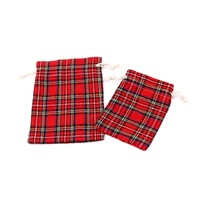 Promotionnel petit mariage lin coton cadeau bijoux sac Logo personnalisé plaid coton lin cordon pochette
