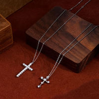 Collier pendentif croix en moissanite tendance plaqué or blanc 14k 18k avec chaîne corde, bijoux pour femmes, vente en gros Chine