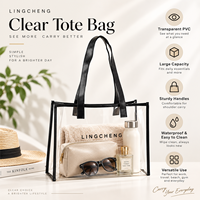 Sac à bandoulière réutilisable personnalisé de haute qualité avec logo, sac fourre-tout transparent en PVC, sacs de shopping transparents avec fermeture éclair pour les voyages, la plage et les événements