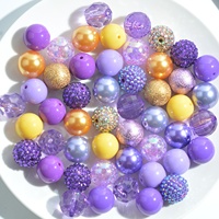 Perles violettes de 20 mm, couleur champagne, 50 pièces/sac, perles acryliques de couleurs mélangées, grandes perles, perles en vrac pour bricolage