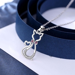 Plata de Ley 925 del Día de San Valentín de 100 idiomas diferentes te amo collar del gato - Product Image 2