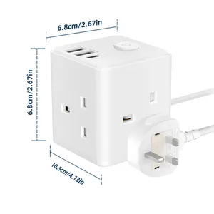 High Quality Universal Electric Extension Power Switch Socket Power Strip Rubik's Cube Tower For Desk Built-in USB Port Socket