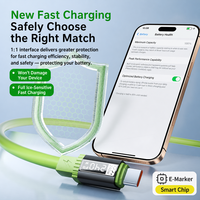 Câble USB C 240W PD à charge rapide avec affichage numérique pour CarPlay, voiture, téléphone, tablette, ordinateur portable, voyage, cordon en silicone