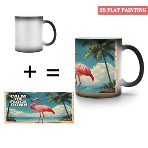 Mug personnalisé imprimé 11oz en céramique noire givrée sensible à la chaleur, tasse vierge thème festival - Product Image 4
